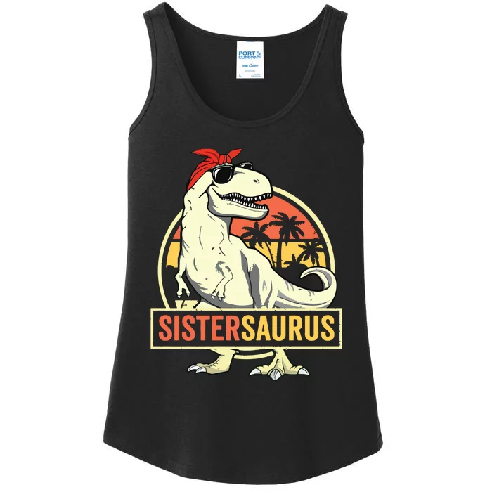 Sistersaurus T Rex Dinosaur Sister Saurus Family Matching Ladies Essential Tank