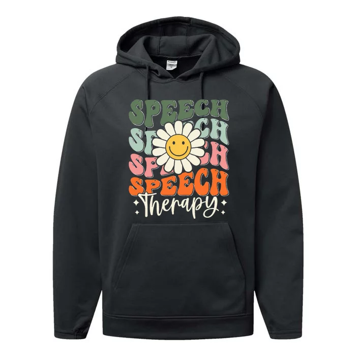 Speech Therapy Retro Speech Language Pathologist Therapist Performance Fleece Hoodie