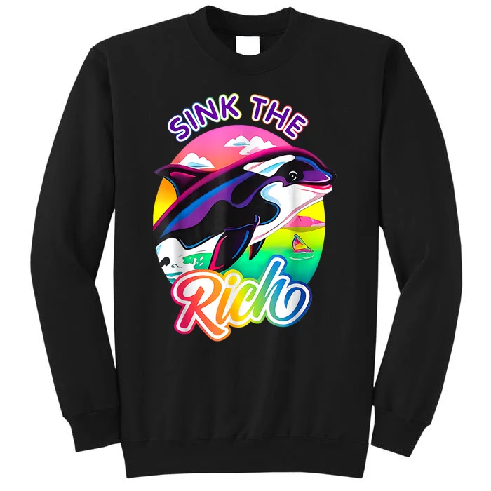 Sink The Rich Gladys The Yacht Sinking Orca Tall Sweatshirt