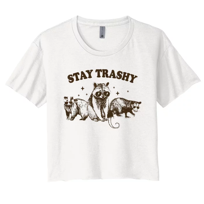 Stay Trashy Raccoons Opossums Squad Women's Crop Top Tee