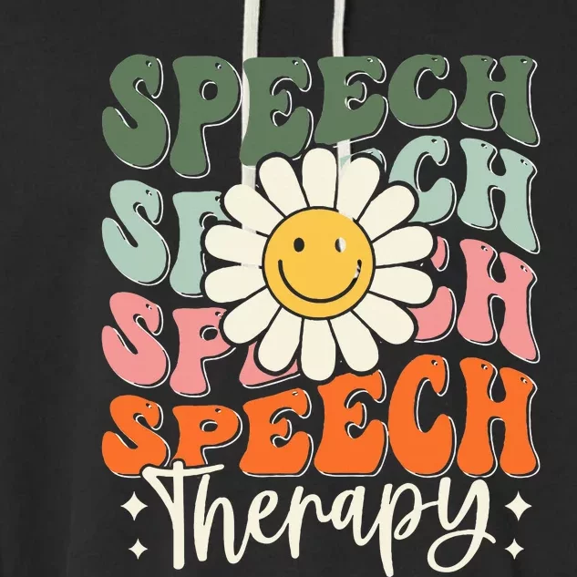 Speech Therapy Retro Speech Language Pathologist Garment-Dyed Fleece Hoodie