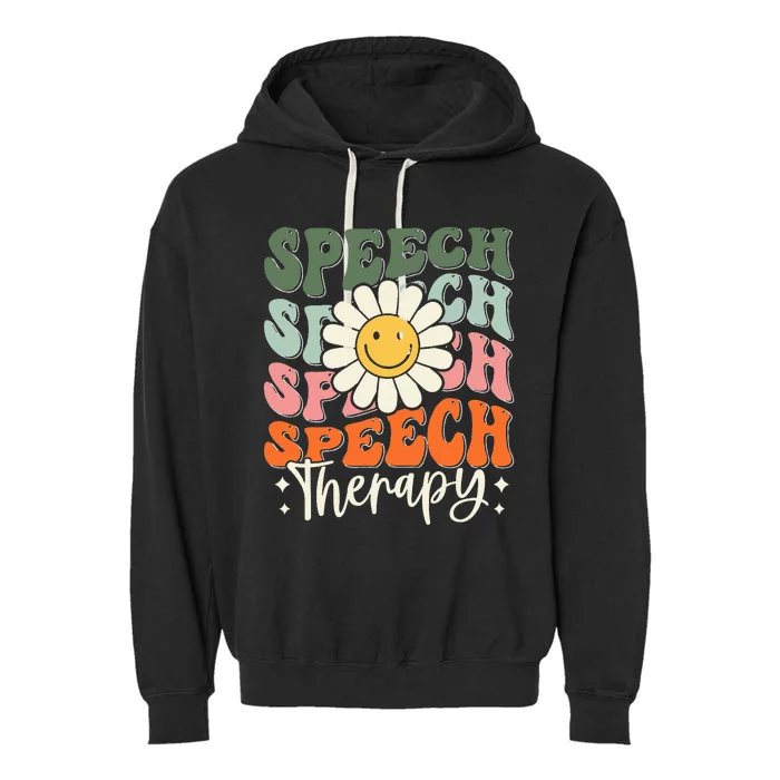 Speech Therapy Retro Speech Language Pathologist Garment-Dyed Fleece Hoodie