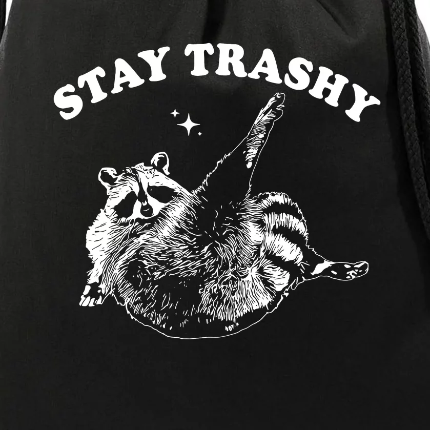 Stay Trashy Raccoon Drawstring Bag