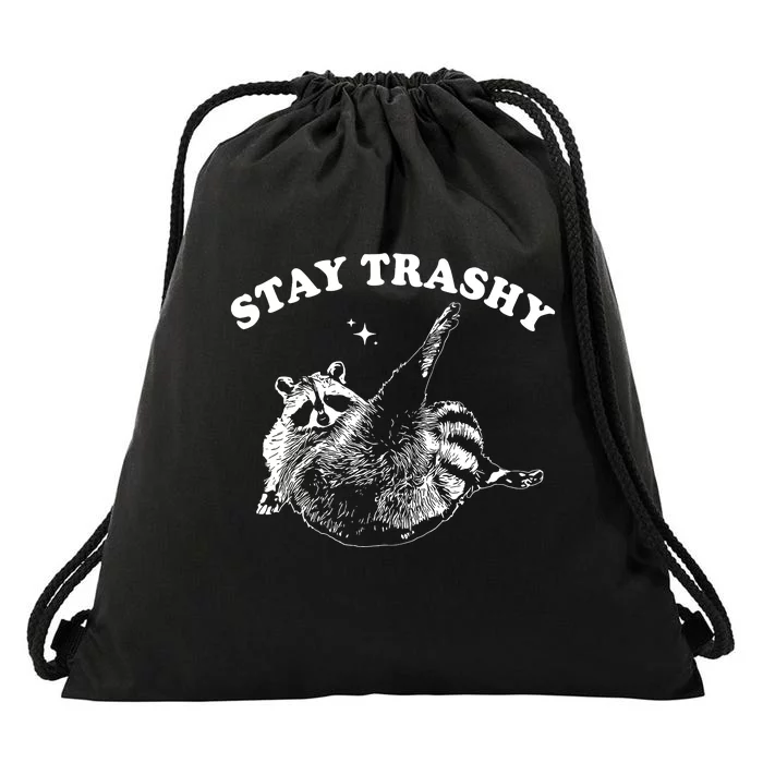 Stay Trashy Raccoon Drawstring Bag