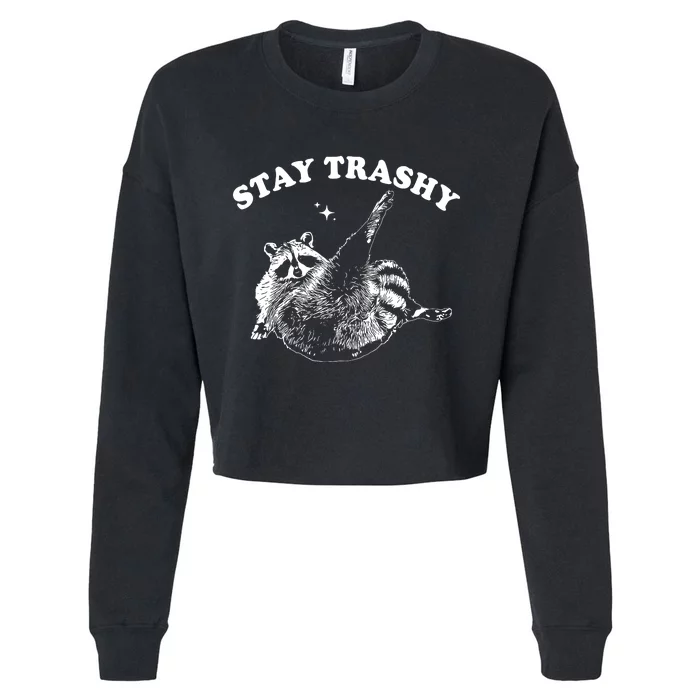 Stay Trashy Raccoon Cropped Pullover Crew