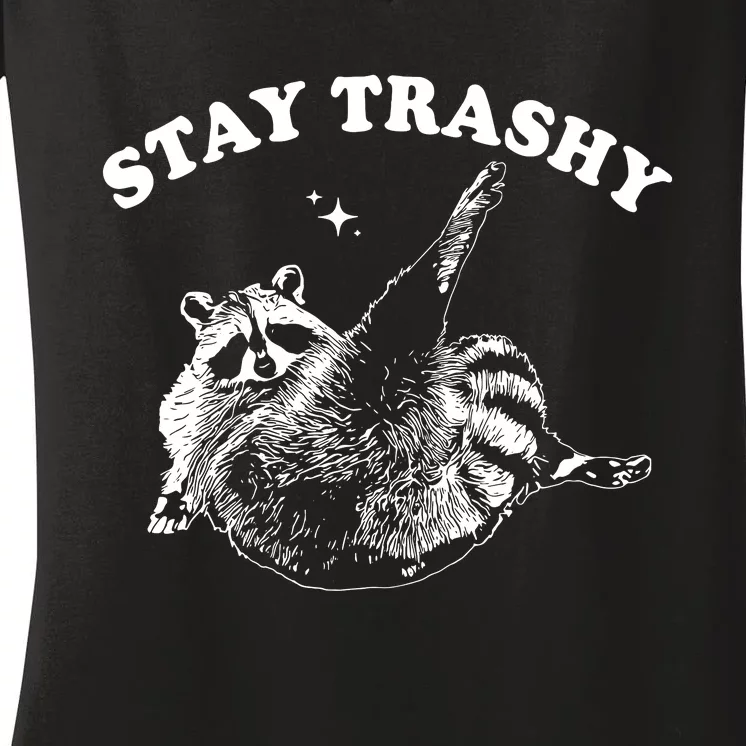 Stay Trashy Raccoon Women's V-Neck T-Shirt