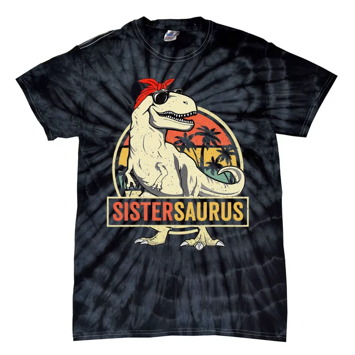 Sistersaurus T Rex Dinosaur Sister Saurus Family Matching Tie-Dye T-Shirt