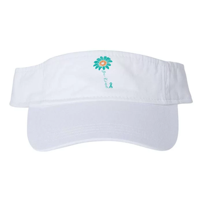 Sunflower Teal Ribbon Be Kind Ovarian Cancer Awareness Women Valucap Bio-Washed Visor