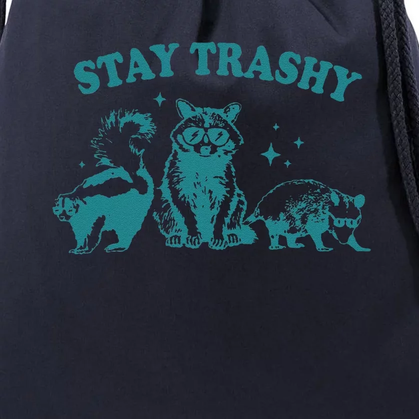 Stay Trashy Raccoon Opossum Skunk Gift Drawstring Bag