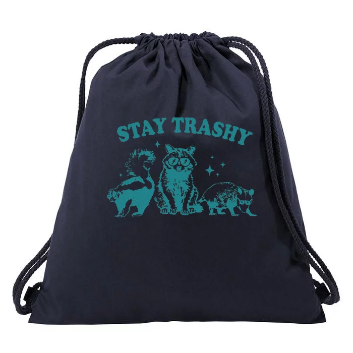 Stay Trashy Raccoon Opossum Skunk Gift Drawstring Bag