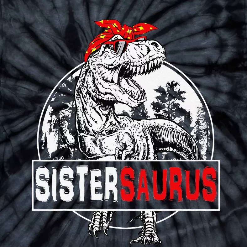 Sistersaurus T Rex Dinosaur Sister Saurus Family Matching Tie-Dye T-Shirt