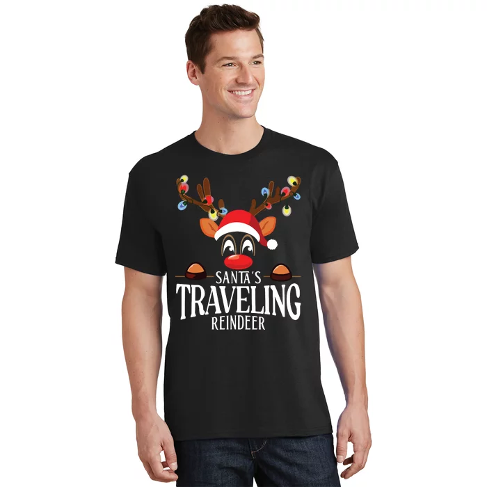 Santas Traveling Reindeer Funny Xmas Matching Pjs T-Shirt