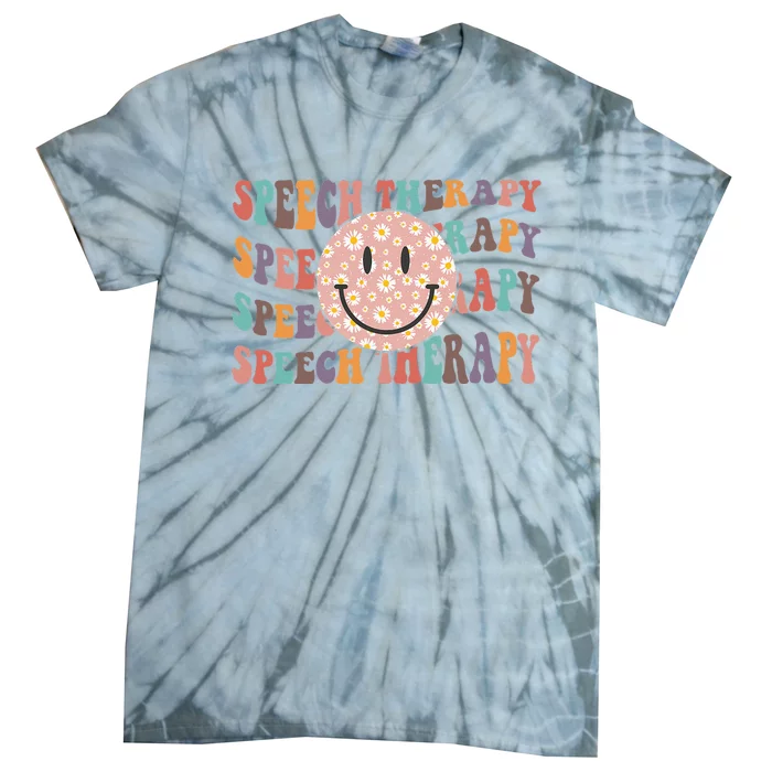 Speech Therapy Retro Speech Therapy SLP Team Teacher Tie-Dye T-Shirt