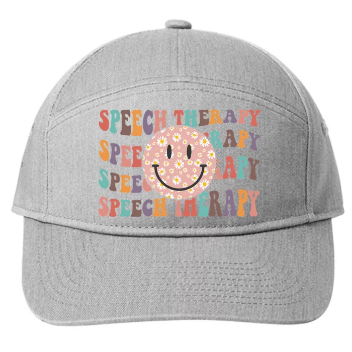 Speech Therapy Retro Speech Therapy SLP Team Teacher 7-Panel Snapback Hat