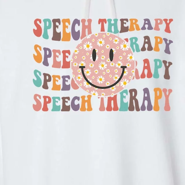 Speech Therapy Retro Speech Therapy SLP Team Teacher Garment-Dyed Fleece Hoodie