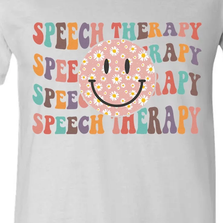 Speech Therapy Retro Speech Therapy SLP Team Teacher V-Neck T-Shirt