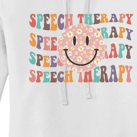 Speech Therapy Retro Speech Therapy SLP Team Teacher Women's Pullover Hoodie