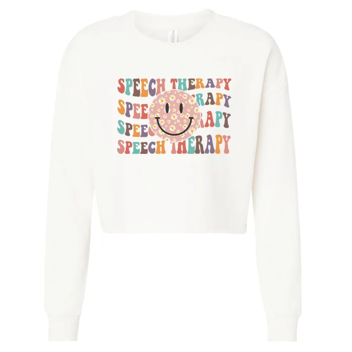 Speech Therapy Retro Speech Therapy SLP Team Teacher Cropped Pullover Crew