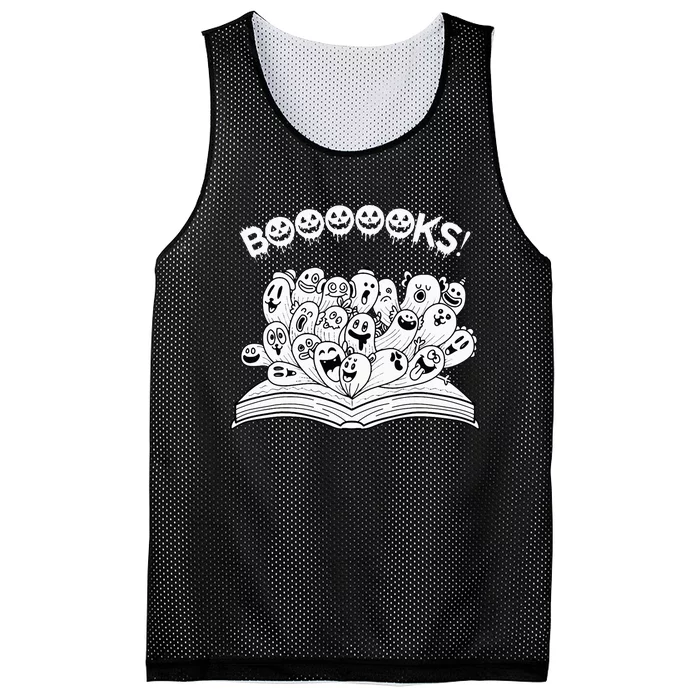 Spooky Teacher Reads Ghostly Halloween Books Mesh Reversible Basketball Jersey Tank