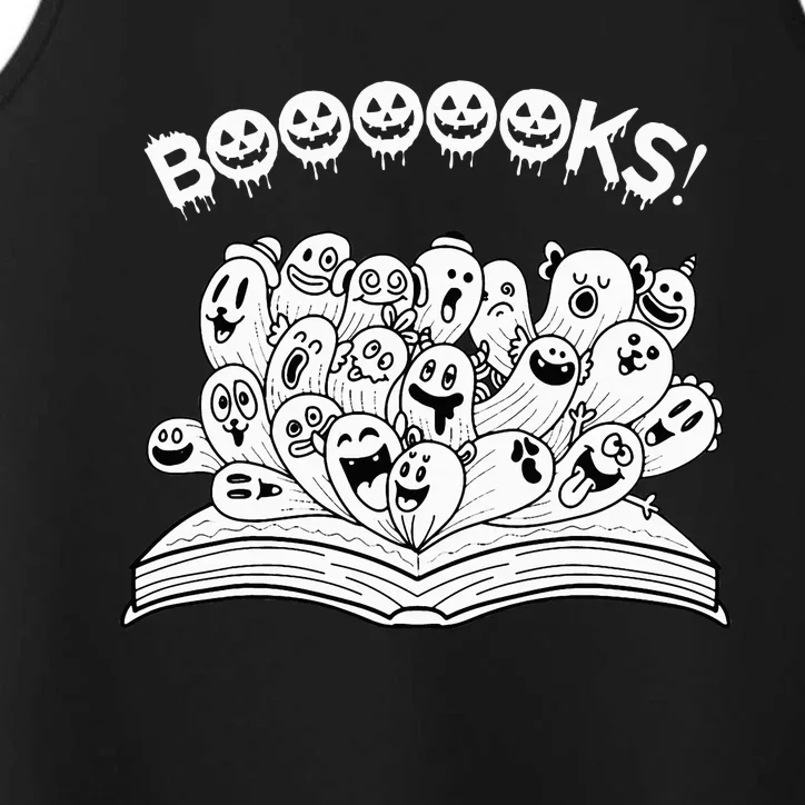 Spooky Teacher Reads Ghostly Halloween Books Performance Tank