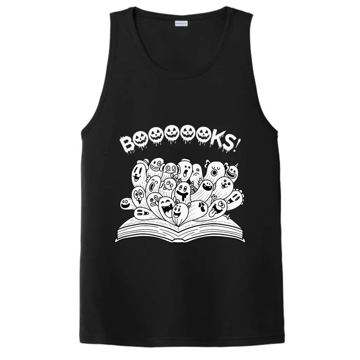 Spooky Teacher Reads Ghostly Halloween Books Performance Tank