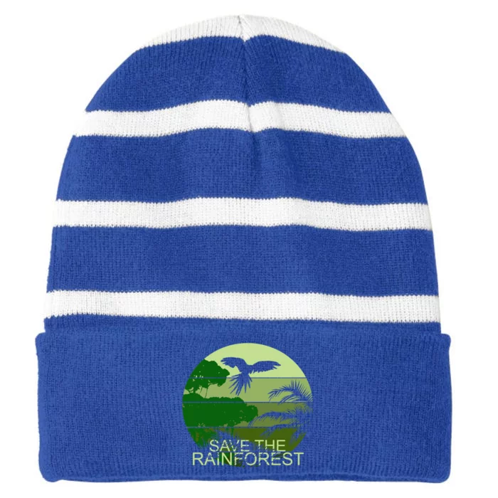 Save The Rainforest Environt Wildlife Conservation Gift Striped Beanie with Solid Band