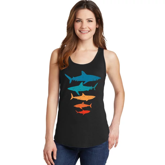 Shark Tshirt Retro Shark Shirt Shark Lover Gift Shark Ladies Essential Tank