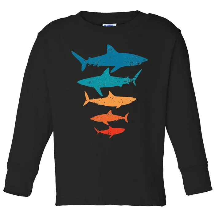 Shark Tshirt Retro Shark Shirt Shark Lover Gift Shark Toddler Long Sleeve Shirt