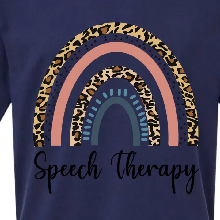 Speech Therapy Rainbow Leopard Speech Language Pathologist Cute Gift Sueded Cloud Jersey T-Shirt