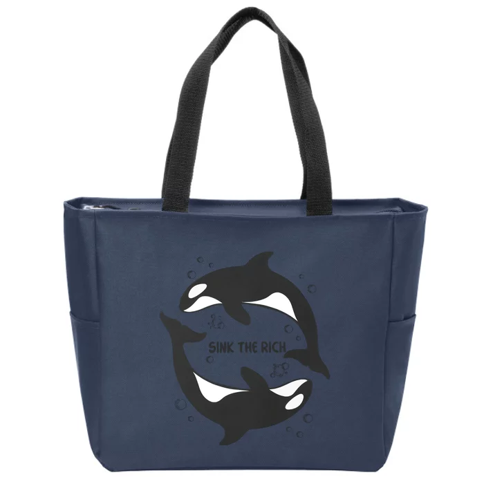 Sink The Rich Gladys The Yacht Sinking Killer Whale Funny Whale Zip Tote Bag