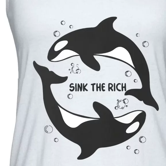 Sink The Rich Gladys The Yacht Sinking Killer Whale Funny Whale Ladies Essential Flowy Tank