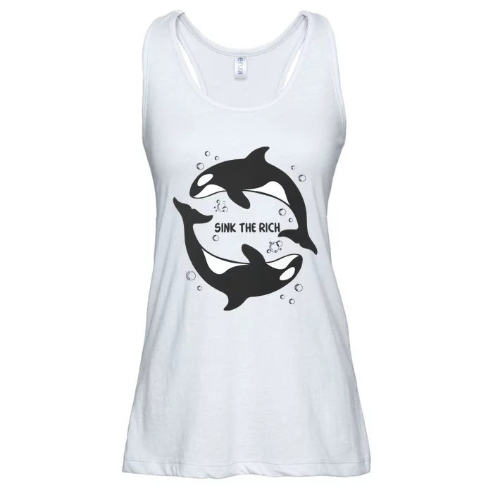 Sink The Rich Gladys The Yacht Sinking Killer Whale Funny Whale Ladies Essential Flowy Tank