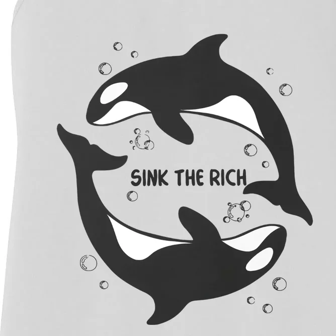 Sink The Rich Gladys The Yacht Sinking Killer Whale Funny Whale Women's Racerback Tank