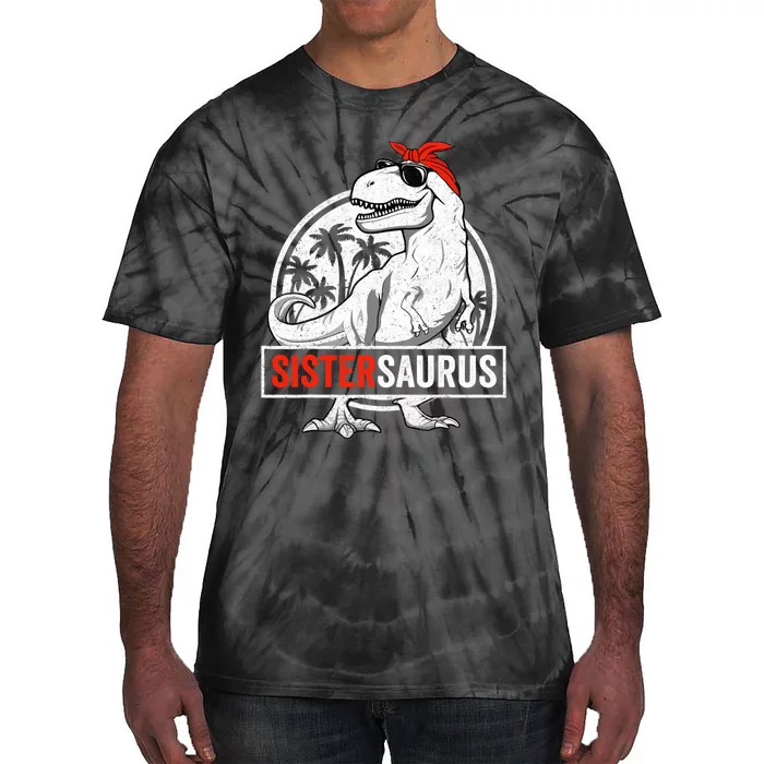 Sistersaurus T Rex Dinosaur Sister Saurus Family Matching Tie-Dye T-Shirt