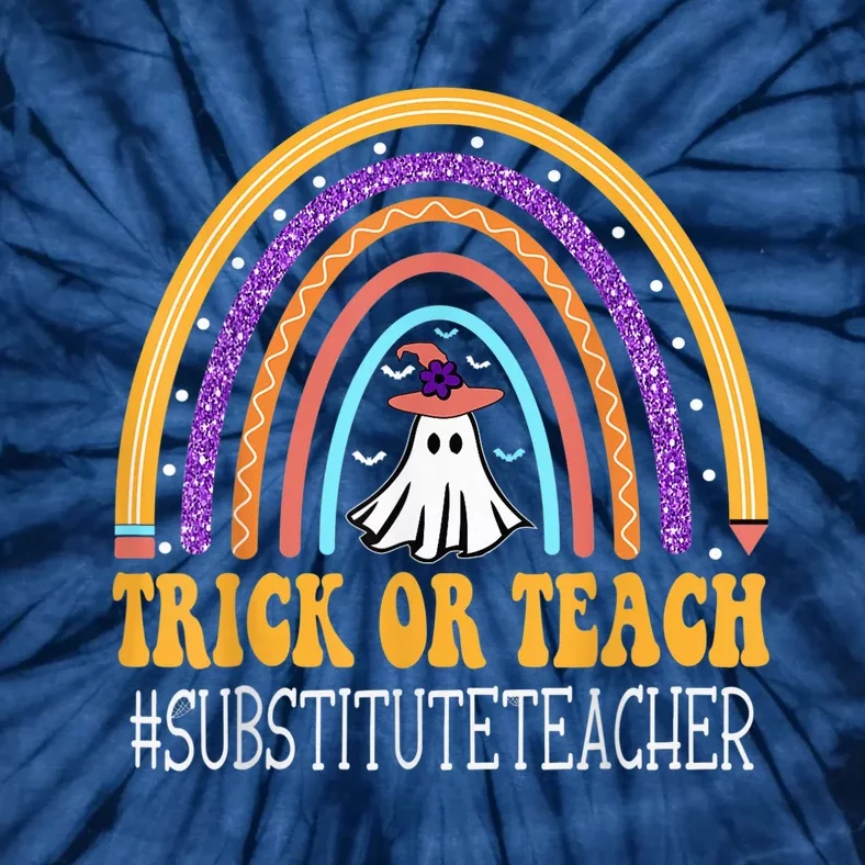 Substitute Teacher Rainbow Trick or teach Funny Halloween Tie-Dye T-Shirt