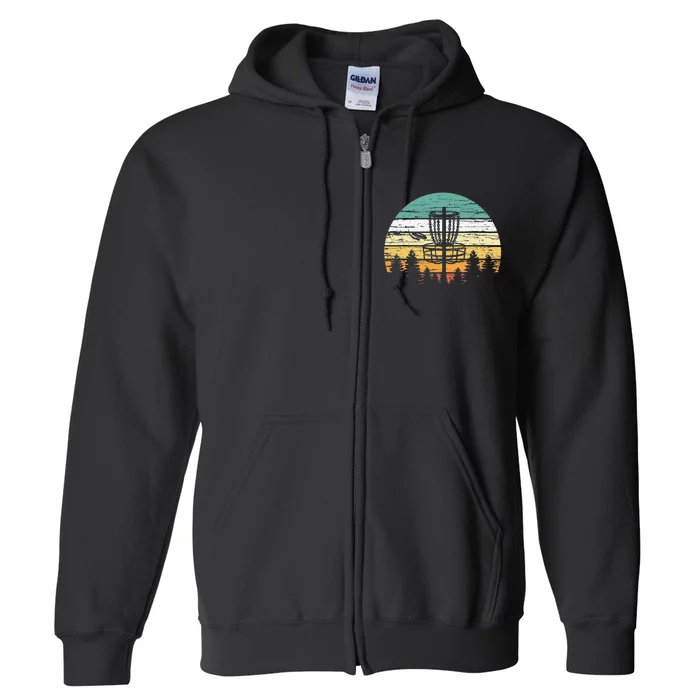 Stupid Trees Retro Sunset Frisbee Golf Vintage Disc Golf Full Zip Hoodie