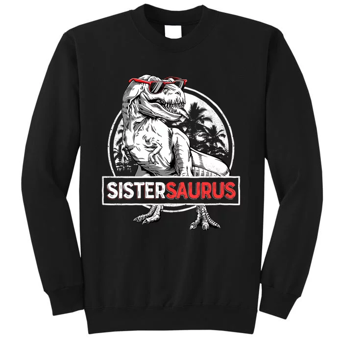 Sistersaurus T Rex Dinosaur Sister Saurus Family Matching Vneck Tall Sweatshirt