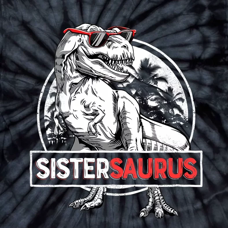 Sistersaurus T Rex Dinosaur Sister Saurus Family Matching Vneck Tie-Dye T-Shirt