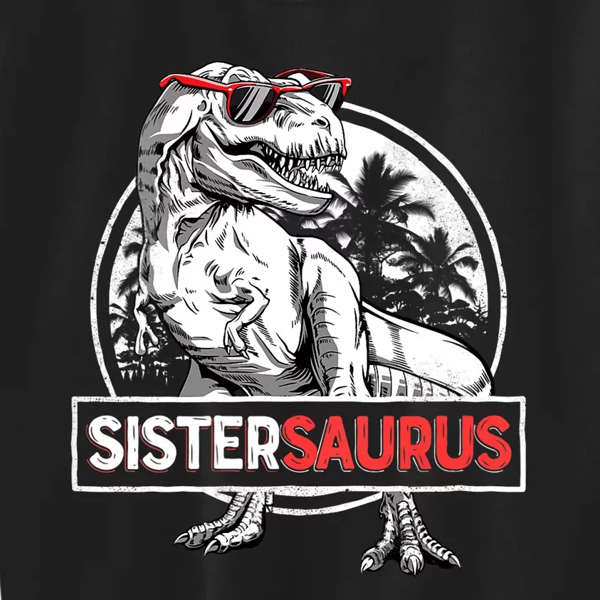 Sistersaurus T Rex Dinosaur Sister Saurus Family Matching Vneck Kids Sweatshirt