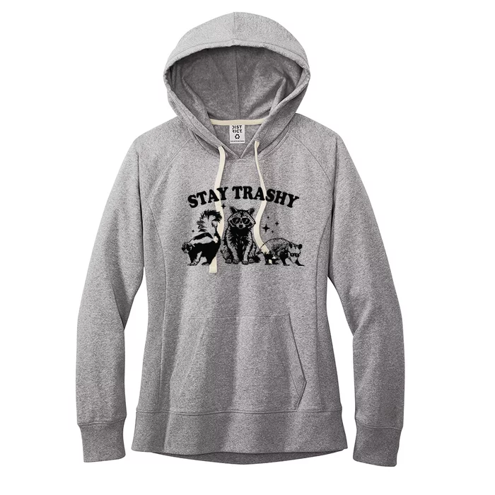 Stay Trashy Retro Funny Racoon Women's Fleece Hoodie