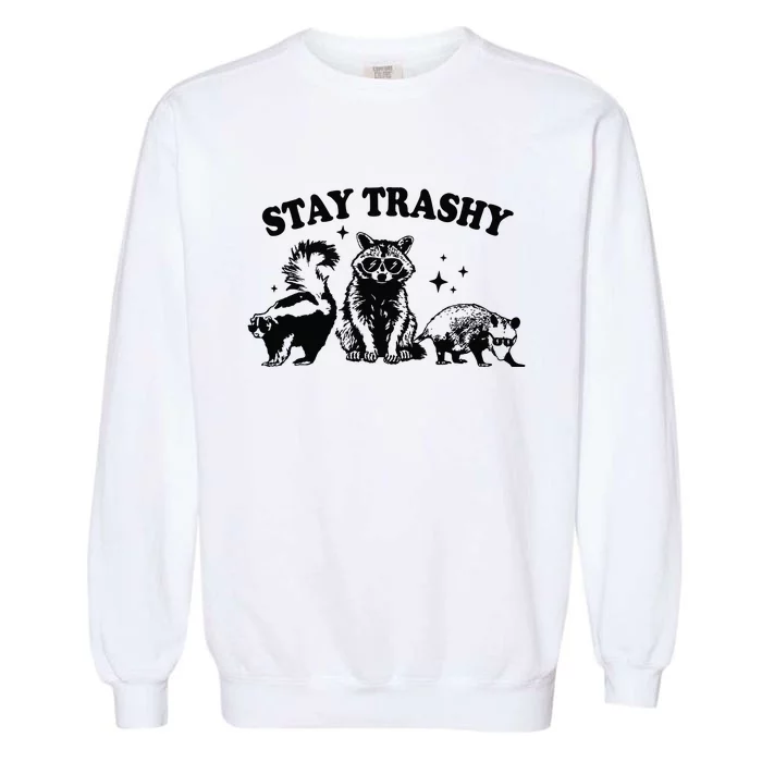 Stay Trashy Retro Funny Racoon Garment-Dyed Sweatshirt