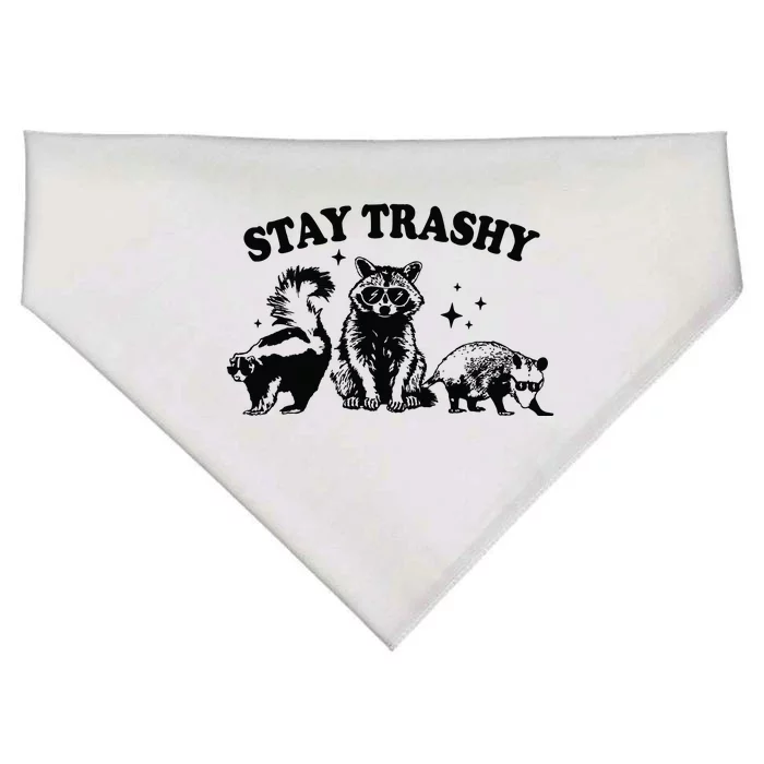 Stay Trashy Retro Funny Racoon USA-Made Doggie Bandana