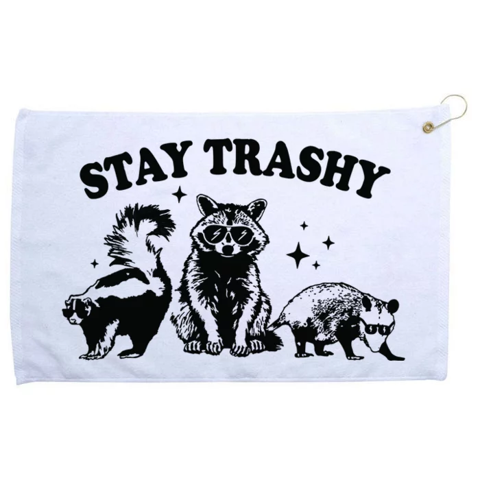 Stay Trashy Retro Funny Racoon Grommeted Golf Towel