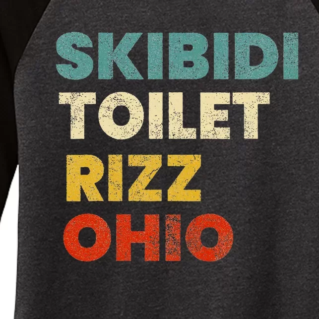 S.K.I.B.I.D.I. Toilet Rizz Ohio Women's Tri-Blend 3/4-Sleeve Raglan Shirt