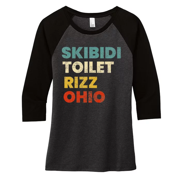 S.K.I.B.I.D.I. Toilet Rizz Ohio Women's Tri-Blend 3/4-Sleeve Raglan Shirt