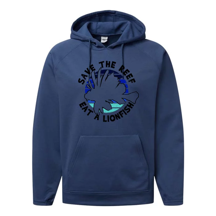 Save The Reef Eat A Lionfish Ozean Freediving Scuba Diving Gift Performance Fleece Hoodie