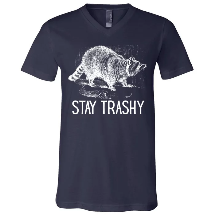 Stay Trashy Raccoon Funny Meme V-Neck T-Shirt