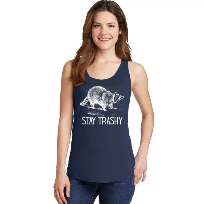 Stay Trashy Raccoon Funny Meme Ladies Essential Tank