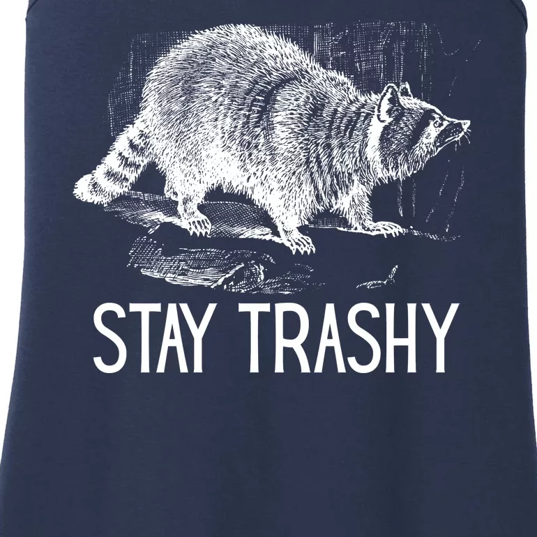 Stay Trashy Raccoon Funny Meme Ladies Essential Tank