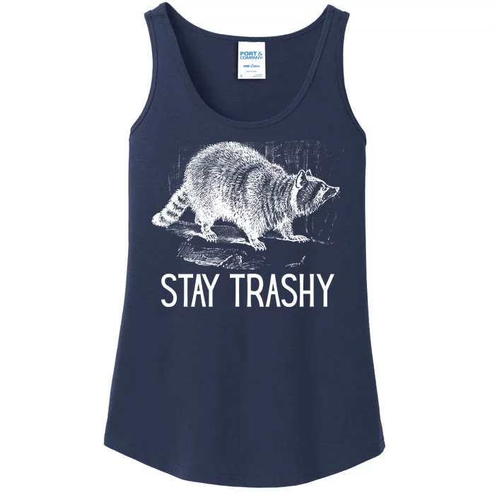 Stay Trashy Raccoon Funny Meme Ladies Essential Tank